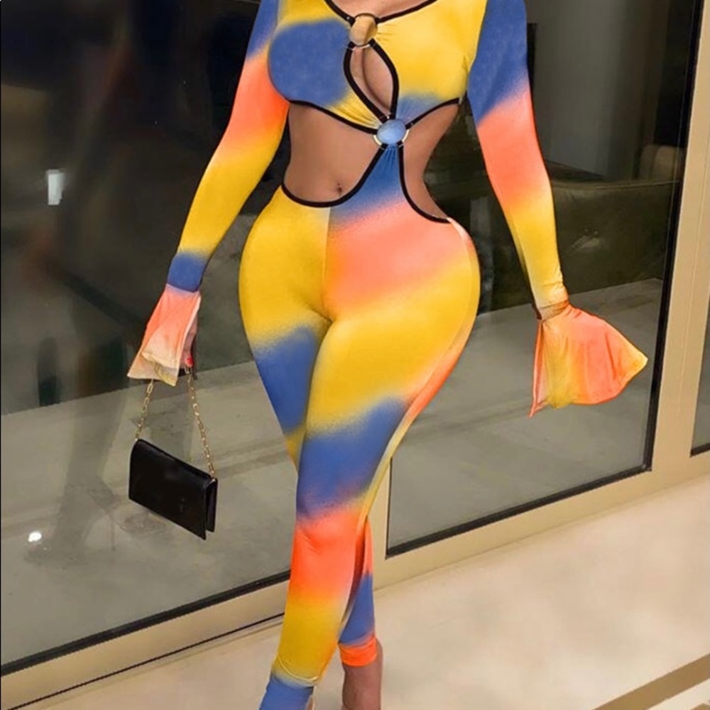 Tie die yellow jumpsuit